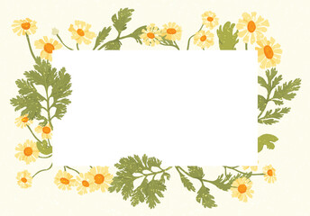 Isolated frame with hand drawn garden flowers