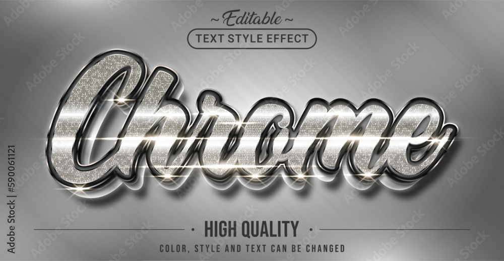 Poster Editable text style effect - Chrome text style theme.
