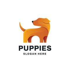 Dog Logo Vector Icon Illustration Gradient Style