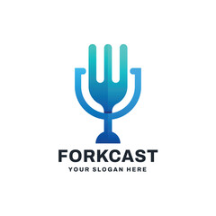Fototapeta premium Podcast Fork Logo Vector Icon Illustration