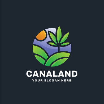 Cannabis Farm Logo Vector Icon Illustration