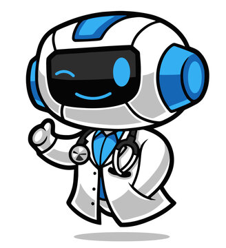 Blue Robot Illustration Isolated