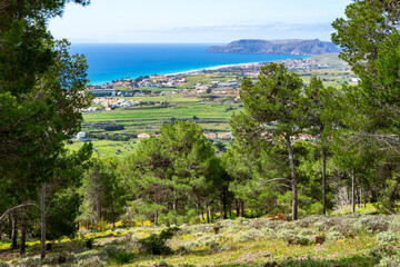 Porto Santo Landscape view from Viewpoint of Pico Castelo. Popular tourist destination in Portugal...