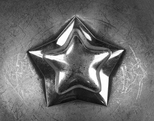 steel star on iron background