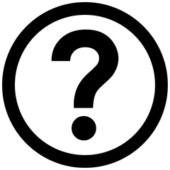 Question mark icon, black color line flat style circle design help symbol, FAQ or query sign vector graphic illustration, colorful buttons for web, app, mobile, label, stamp, sticker.