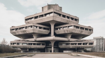 A collage of brutalism building