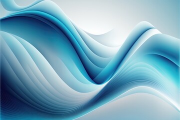 Abstract blue and white curve line wave background. Generative AI illustration.
