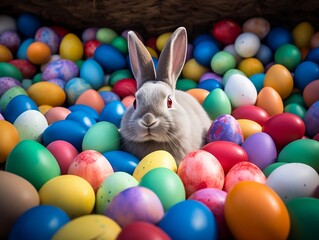Easter bunny and easter eggs