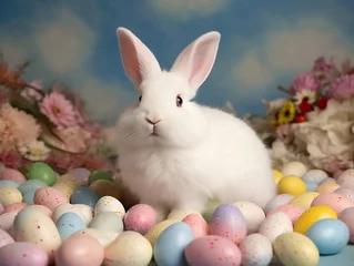 Fototapeten Easter bunny with easter eggs © Damian