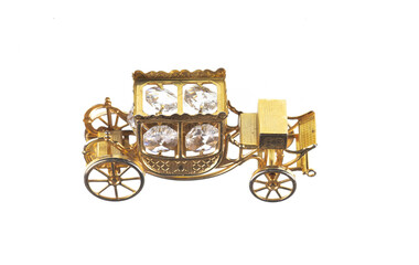 golden carriage isolated on white background
