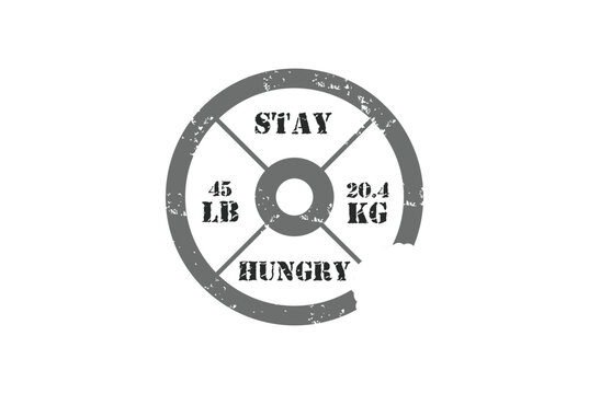 Cross Training and Fitness. Disk weight and barbell. The monochrome style. gym, fitness, restaurant and food logo. stay hungry