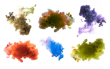Deurstickers Abstract Ink color smoke blot on white background. © Liliia