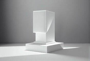 Sleek white podium on 3D background with minimalist product display, perfect for advertising & presentations. Generative AI