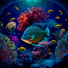 beautiful fish in the ocean. Generate AI,