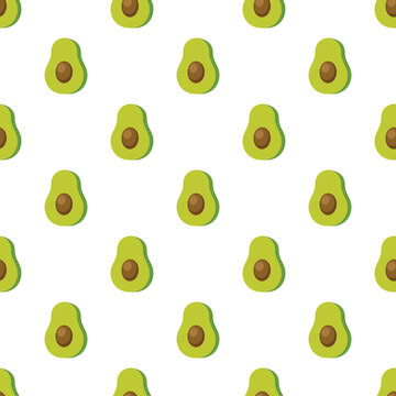 Seamless pattern with avocado.Avocado tasty on white background