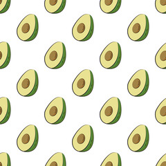 Seamless pattern with avocado.Avocado tasty on white background	
