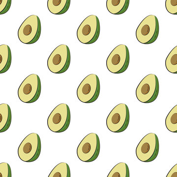 Seamless pattern with avocado.Avocado tasty on white background	