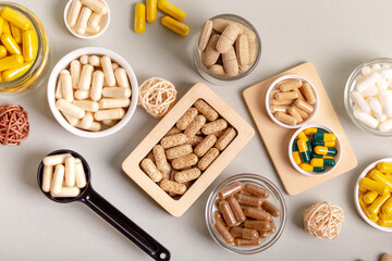 Organic nutritional supplements, pills, tablets and capsules of vitamins and minerals such as...