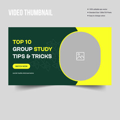 Online coureses youtube video thumbnail banner template design, editable vector eps 10 file format