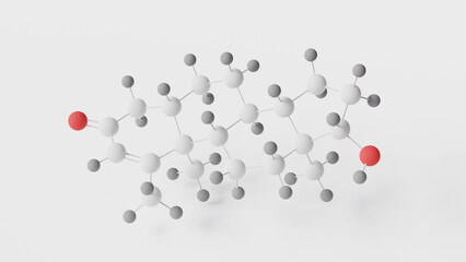 metenolone molecule 3d, molecular structure, ball and stick model, structural chemical formula methenolone