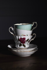 stack of tea cups