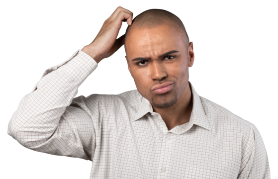 confused young man scratching his head
