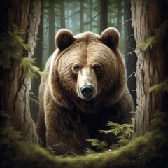 Fototapeta na wymiar Bear in the forest