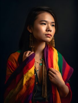 Asian non-binary person, LBGTQA+ portraits, PRIDE, AI-Generated 