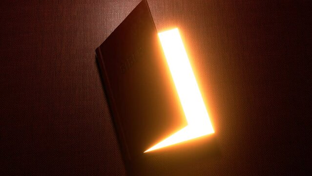 Holy Bible book on table. Religious video.
