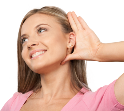 Portrait of a Woman Holding her Hand Near Ear