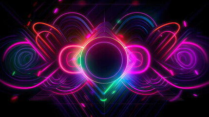 abstract futuristic neon background. Fantastic wallpaper. Generative AI