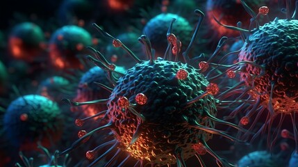 Obraz premium Virus Cells. Generative AI