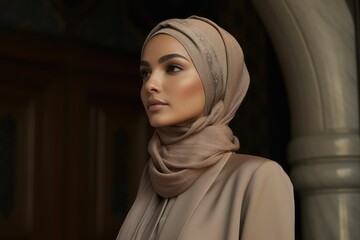 The Beauty of Modesty: A Fashionable Girl Embracing her Hijab, generative ai