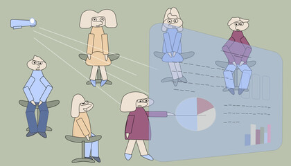 at the training, the teacher explains at the blackboard