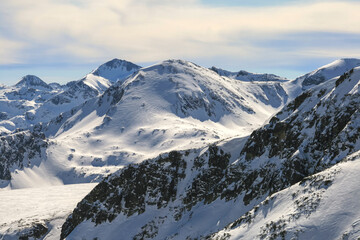 Fototapeta na wymiar Winter view of Pirin Mountain from Todorka peak, Bulgaria