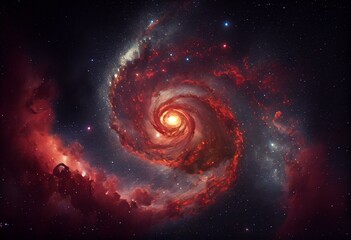Fototapeta na wymiar NASA provided elements for this image showing a red galaxy in the depths of space. Generative AI