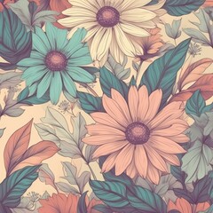 flower pattern design with pastel colors, repeating patterns - generative ai