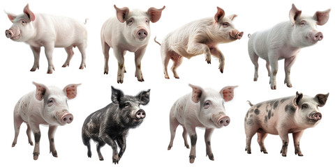 Pig set over png background created with Ai