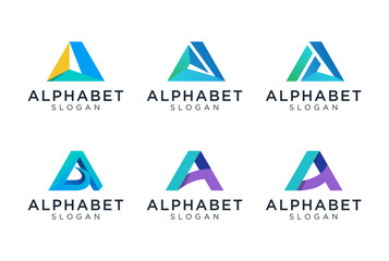 Abstract geometric colorful Letter A logo design for various types of businesses and company