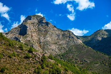 Fototapeta na wymiar Beautiful travel destination of a southern Spain. The Sierras de Tejeda, Almijara and Alhama Mountains.