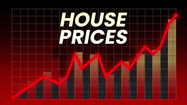 House Prices Increasing Concept Background With Red Alarming Colors
