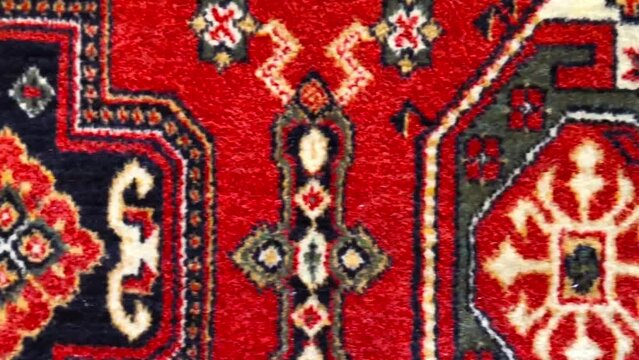 Persian carpet, soft wool texture, camera in motion