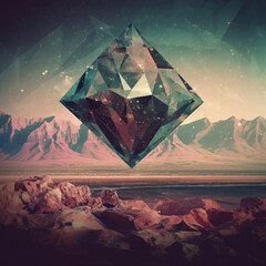 Obraz premium Diamond illustration, vintage, retro, futuristic