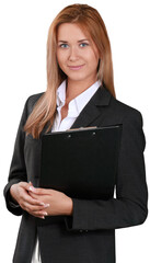 Portrait of a young  businesswoman  on background