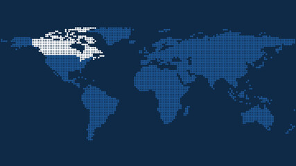 Canada in Dark Blue, A Pixelated World Map of Marked Lands