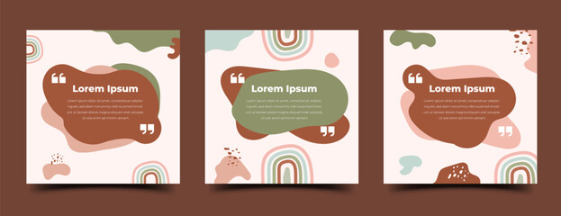 Set of Quote social media post template with Boho style drawing