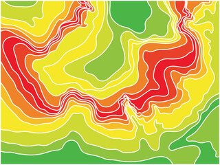 Abstract background of wavy embossed lines. The beauty of natural relief lines in multi-colored horizontals. Wavy pattern of stripes of different thicknesses. Intricate unusual kaleidoscope patterns. 