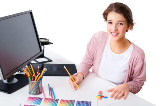 Graphic designer is working and using a graphic tablet