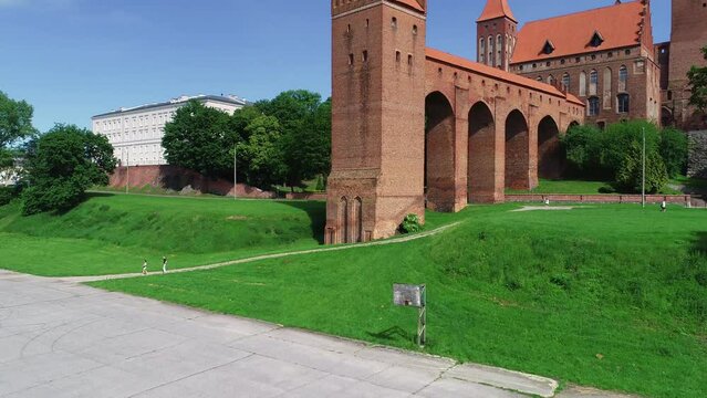 Drone shot of the Kwidzyn Teutonic Castle in Poland