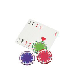 Some fiches and poker cards on a transparent background	